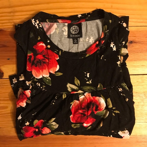 🌸5/$30🌸 Bobeau Floral Ruffle Tank Top, EUC, L - Picture 10 of 10